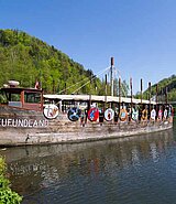 hölzernes Wikingerschiff auf der Donau